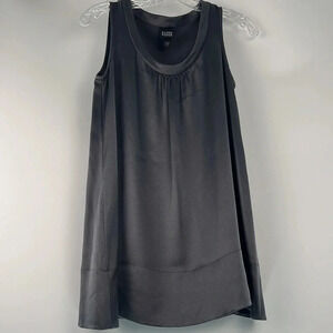 Eileen Fisher 100% Silk Metallic Gray Popover Tunic Top Sleeveless Size XS